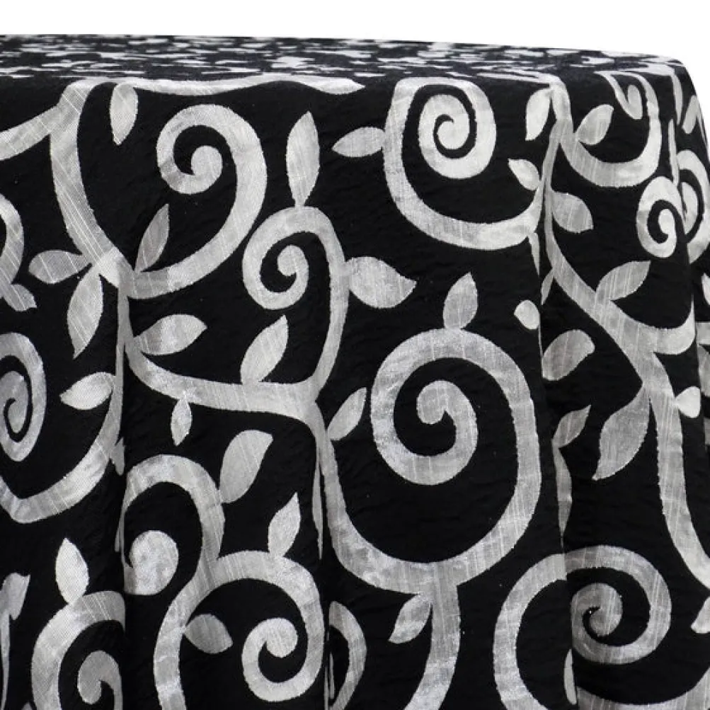 Tuscany Jacquard (Reversible) Table Linen in Black and Silver