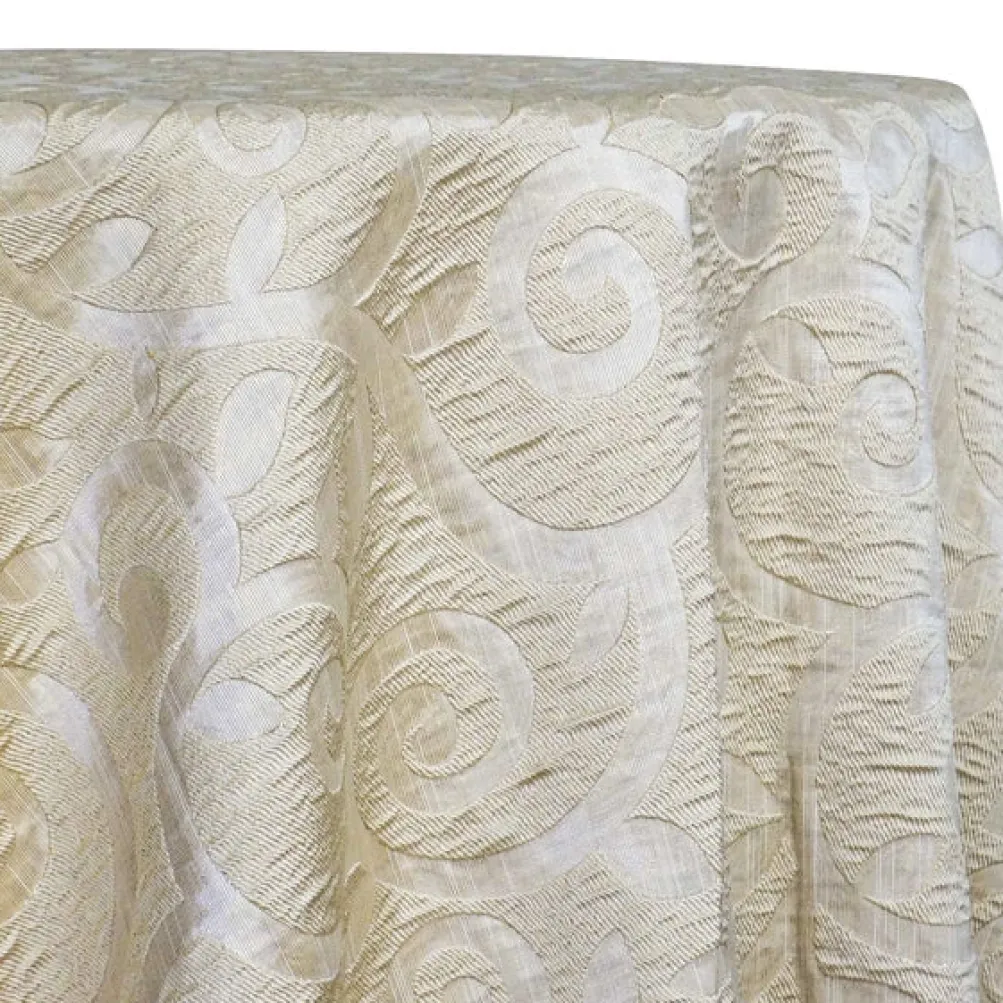 Tuscany Jacquard (Reversible) Table Linen in Champagne and Gold