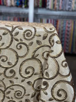 Tuscany Jacquard (Reversible) Table Linen in Brown and Taupe