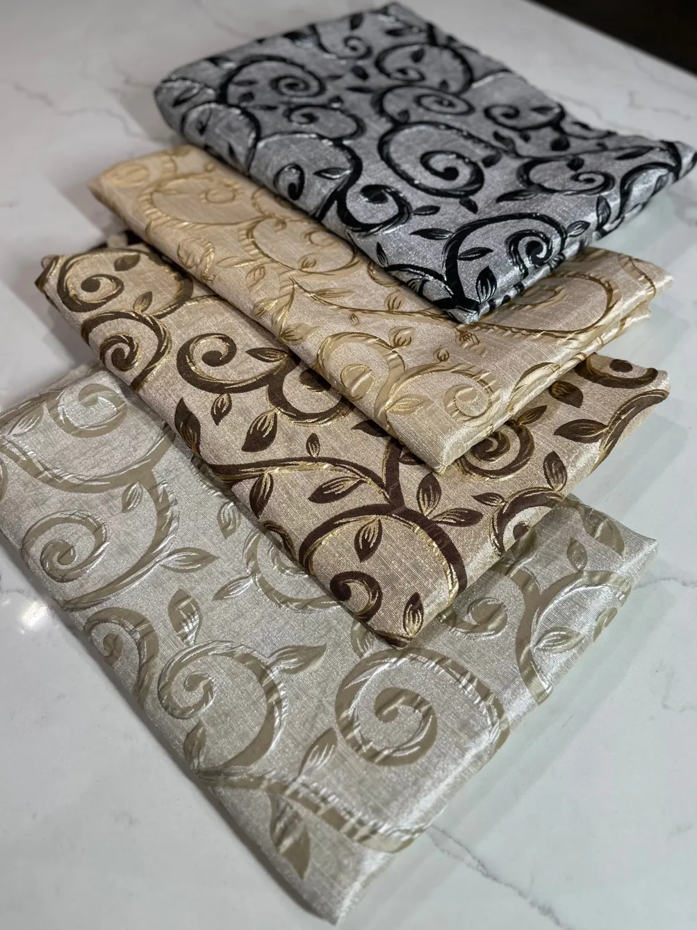 Tuscany Jacquard (Reversible) Table Linen in Brown and Taupe