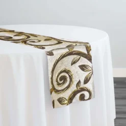 Tuscany Jacquard (Reversible) Table Runner in Brown and Taupe