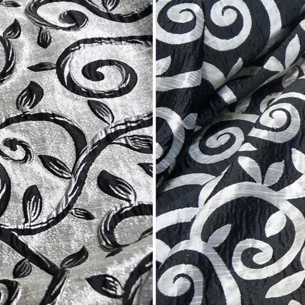 Tuscany Jacquard (Reversible) Table Runner in Black and Silver