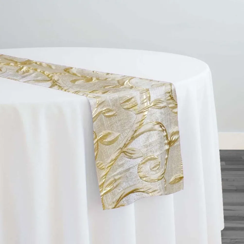 Tuscany Jacquard (Reversible) Table Runner in Champagne and Gold