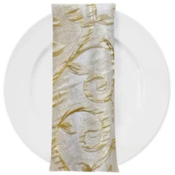 Tuscany Jacquard (Reversible) Table Napkin in Champagne and Gold