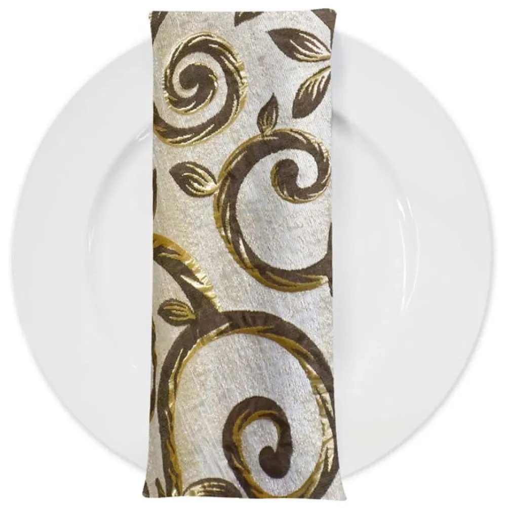 Tuscany Jacquard (Reversible) Table Napkin in Brown and Taupe