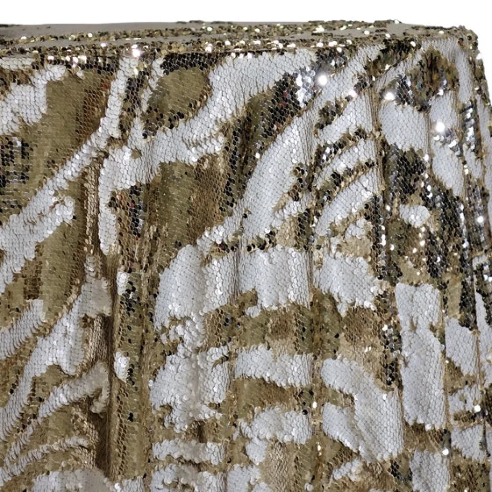 Two-Tone Sequins Table Linen in Champagne and Matte
