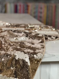 Two-Tone Sequins Table Linen in Champagne and Matte