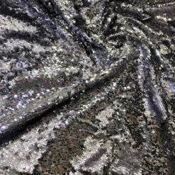 Two-Tone Sequins Table Linen in Pewter and Silver