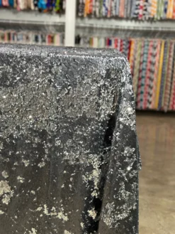 Two-Tone Sequins Table Linen in Pewter and Silver