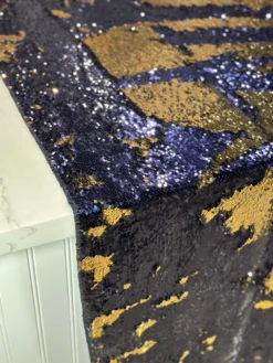 Two-Tone Sequins Table Linen in Navy and Rose Gold