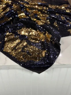 Two-Tone Sequins Table Linen in Navy and Rose Gold