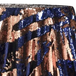 Two-Tone Sequins Table Linen in Navy and Rose Gold