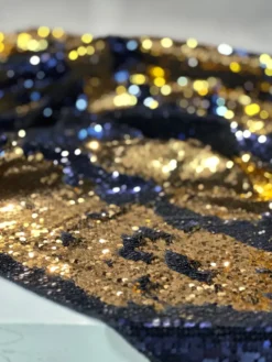Two-Tone Sequins Table Linen in Navy and Rose Gold