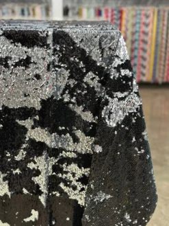 Two-Tone Sequins Table Linen in Black and Silver
