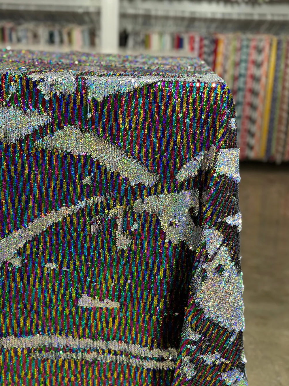 Two-Tone Sequins Table Linen in Rainbow
