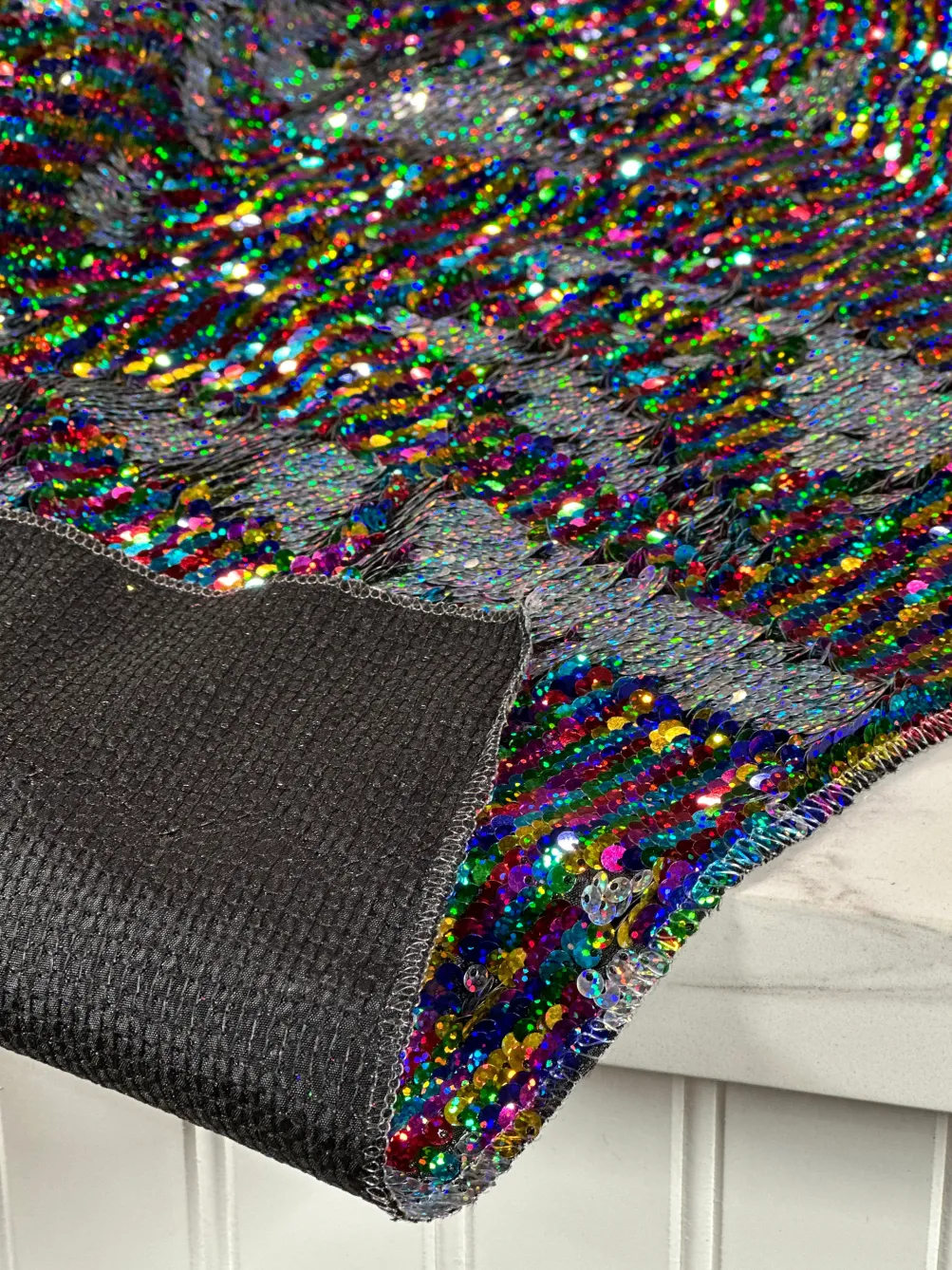 Two-Tone Sequins Table Linen in Rainbow