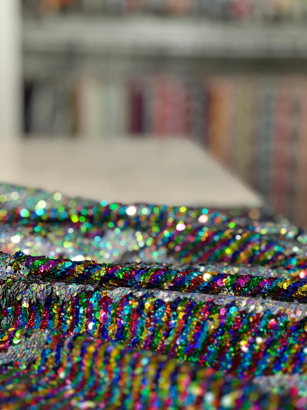 Two-Tone Sequins Table Linen in Rainbow