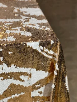 Two-Tone Sequins Table Linen in Gold and White