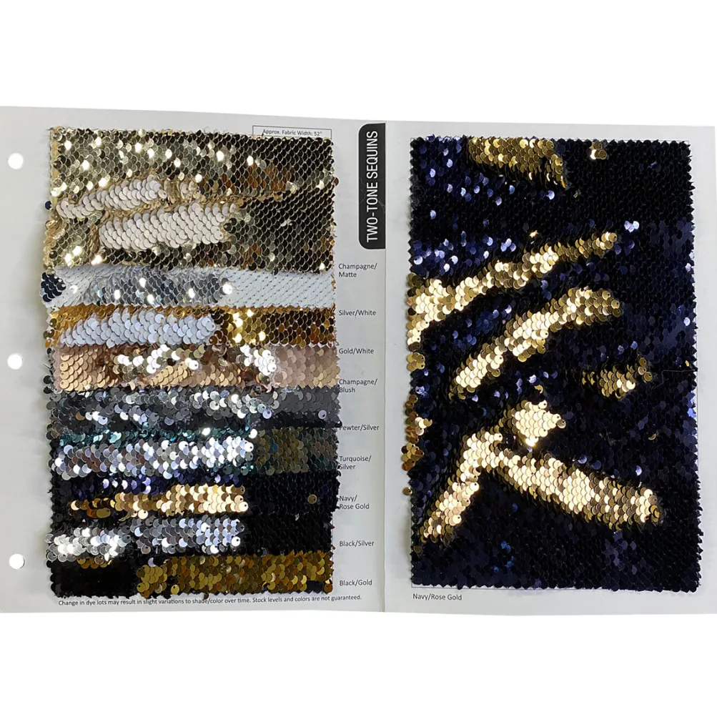 Two-Tone Sequins Table Linen in Gold and White