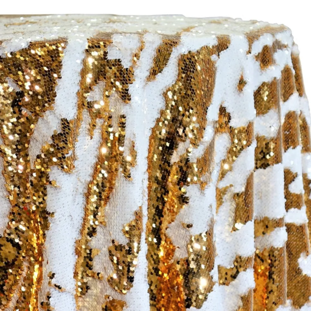 Two-Tone Sequins Table Linen in Gold and White