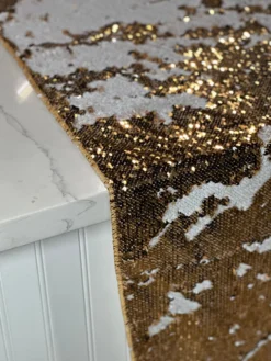 Two-Tone Sequins Table Linen in Gold and White