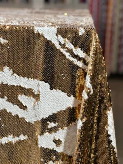 Two-Tone Sequins Table Linen in Gold and White