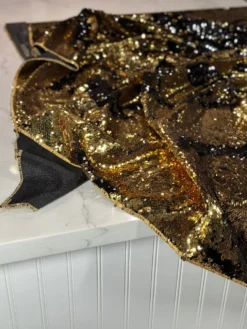 Two-Tone Sequins Table Linen in Black and Gold