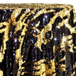 Two-Tone Sequins Table Linen in Black and Gold