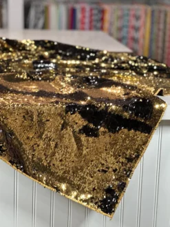 Two-Tone Sequins Table Linen in Black and Gold