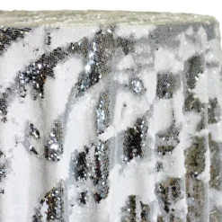 Two-Tone Sequins Table Linen in Silver and White