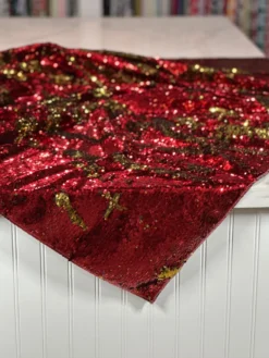 Two-Tone Sequins Table Linen in Red and Gold