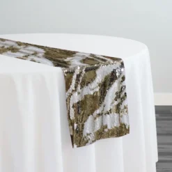 Two-Tone Sequins Table Runner in Champagne and Matte