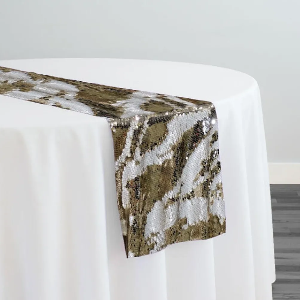 Two-Tone Sequins Table Runner in Champagne and Matte