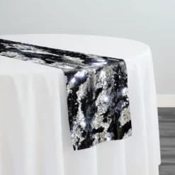 Two-Tone Sequins Table Runner in Black and Silver