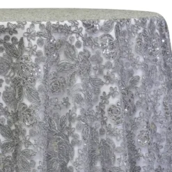Valentina Lace Table Linen in Silver