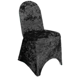 Velvet Spandex Banquet Chair Cover in Black