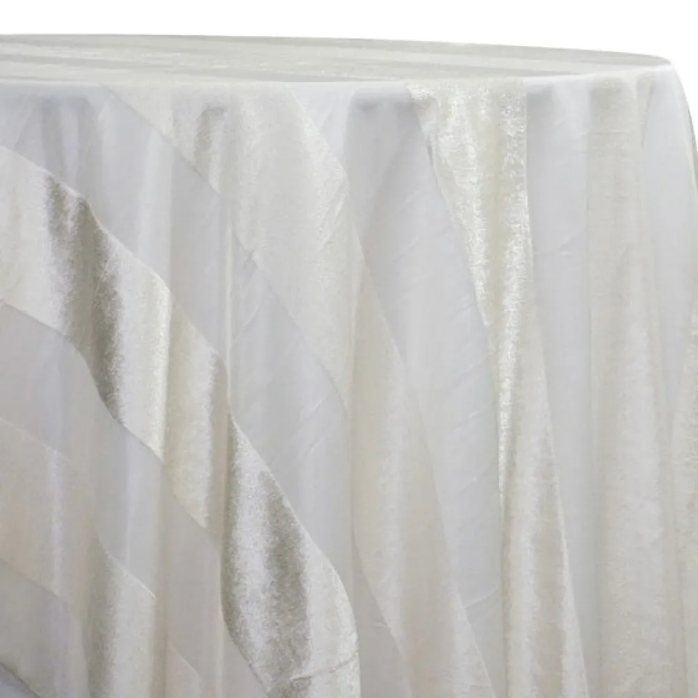 Velvet Stripe Table Linen in Ivory