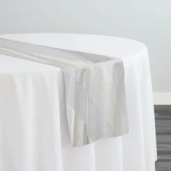 Velvet Stripe Table Runner in Ivory