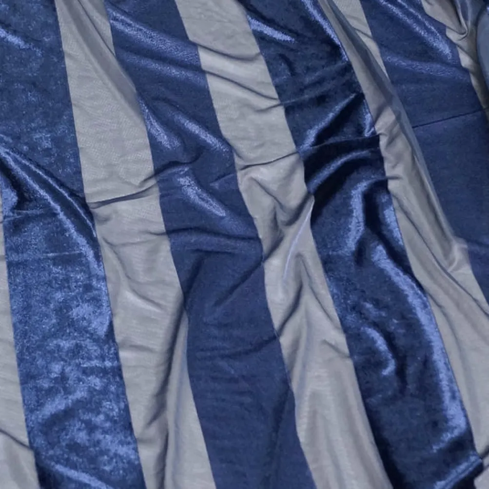 Velvet Stripe Table Runner in Navy