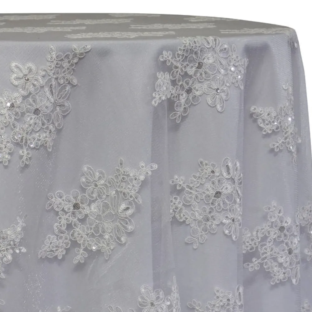 Venetian Lace Table Linen in White