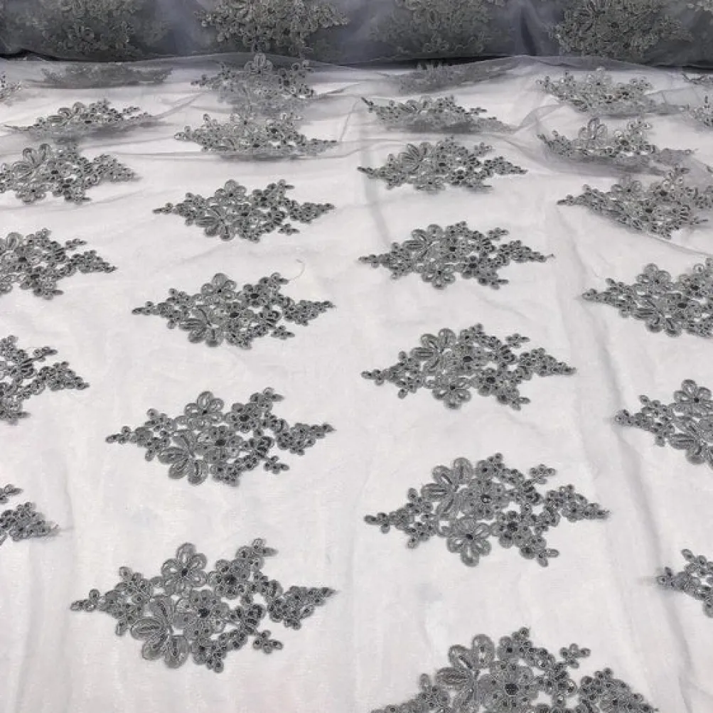 Venetian Lace Table Runner in Silver