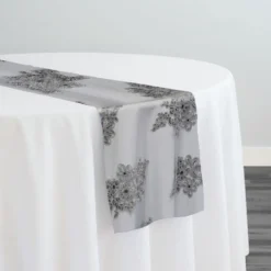 Venetian Lace Table Runner in Silver