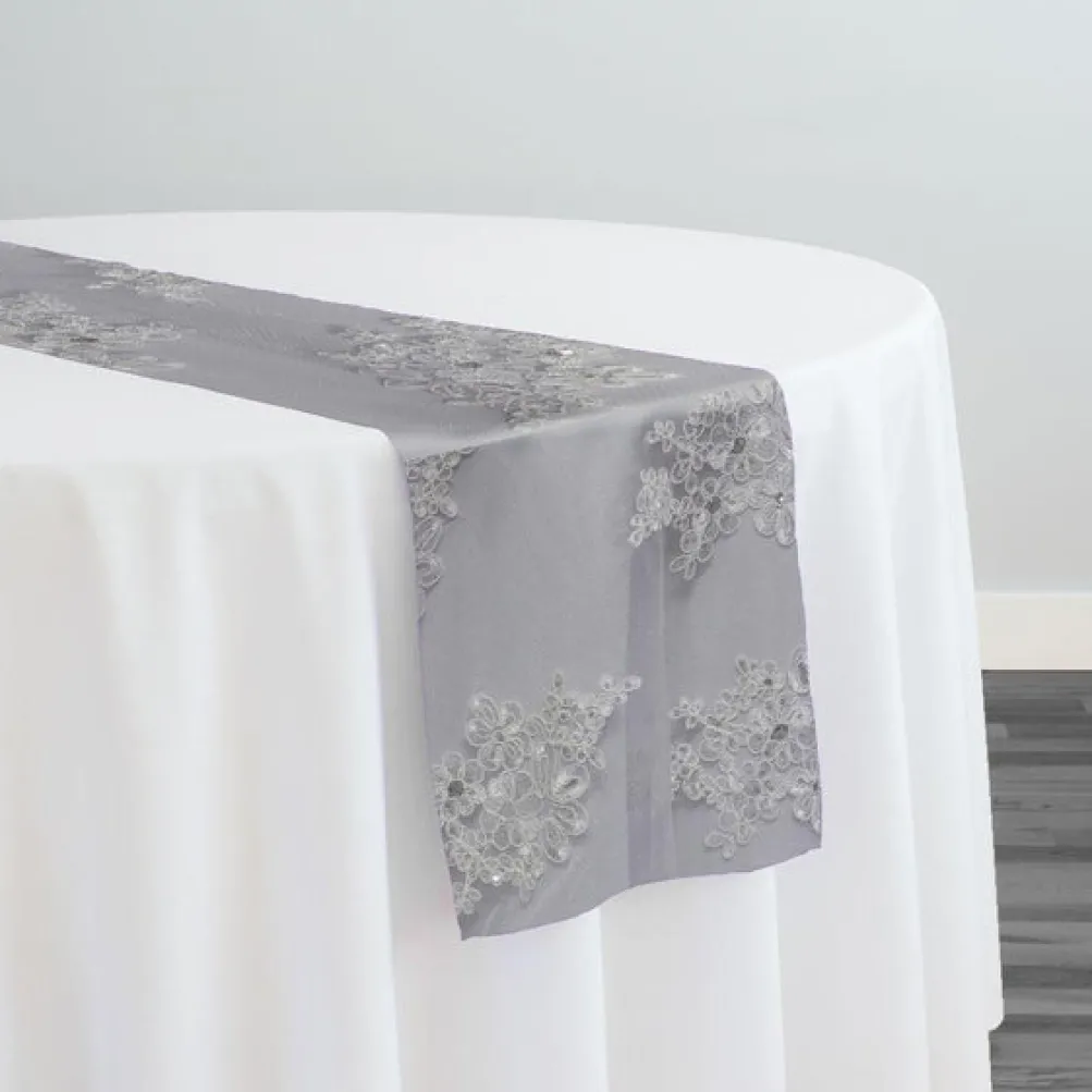 Venetian Lace Table Runner in White