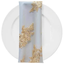 Venetian Lace (w/ Poly Lining) Table Napkin in Champagne