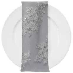 Venetian Lace (w/ Poly Lining) Table Napkin in White