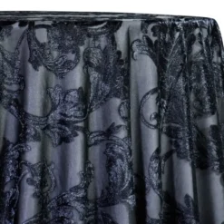 Victorian Jacquard Sheer Table Linen in Black