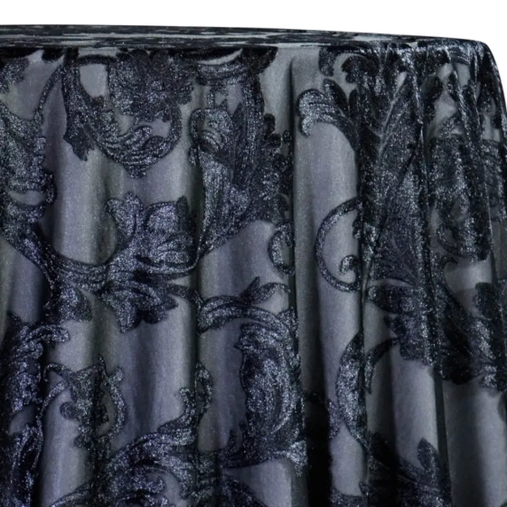 Victorian Jacquard Sheer Table Linen in Black