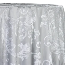 Victorian Jacquard Sheer Table Linen in Silver