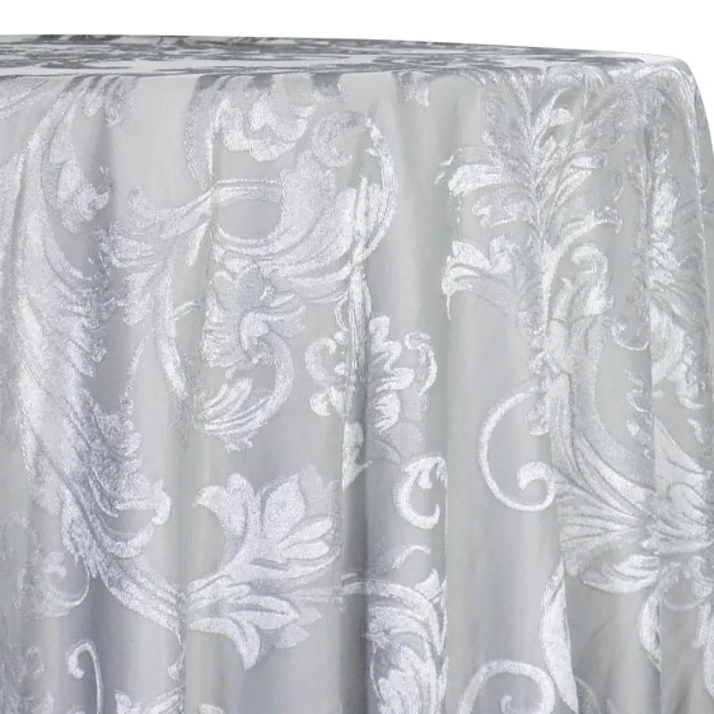 Victorian Jacquard Sheer Table Linen in Silver