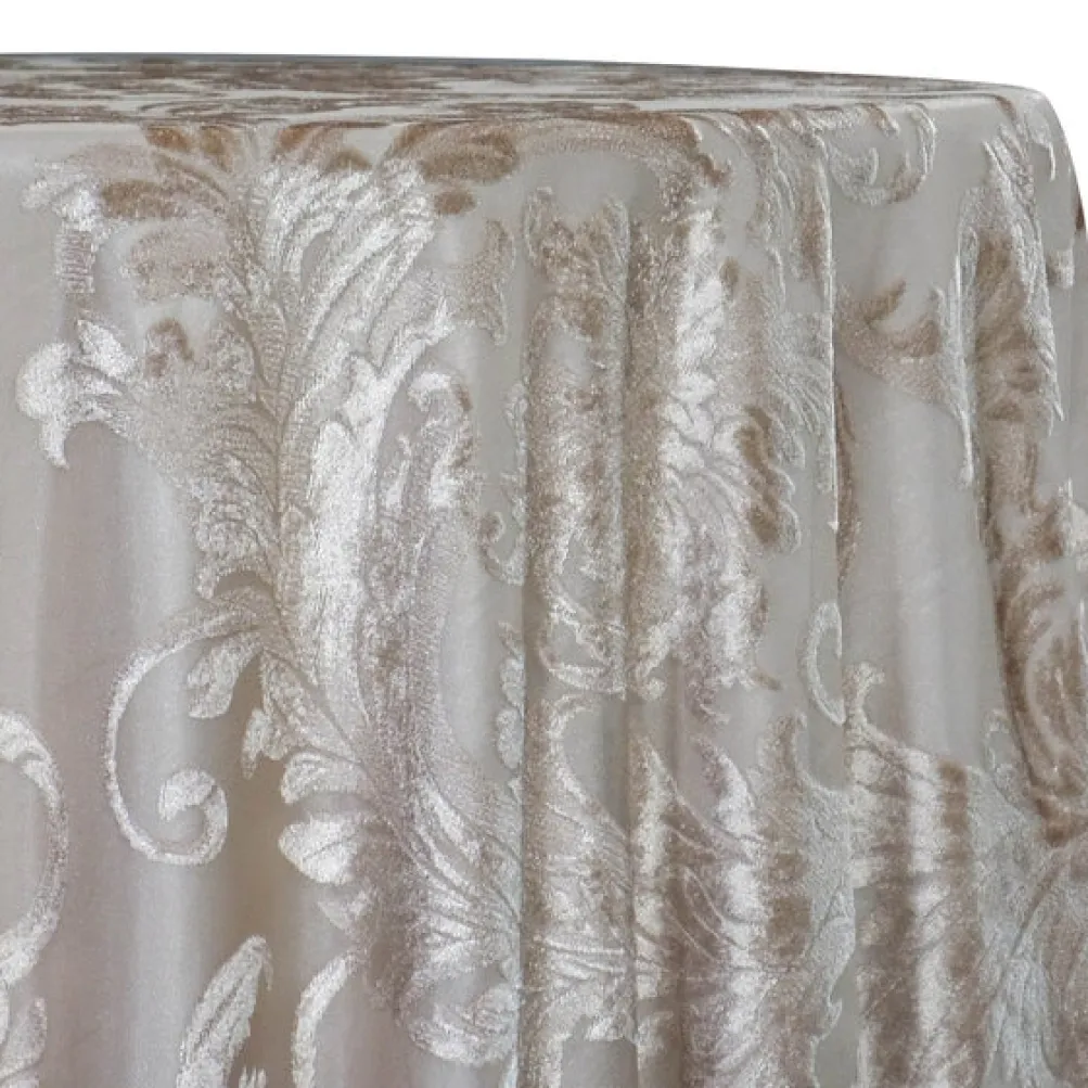 Victorian Jacquard Sheer Table Linen in Taupe